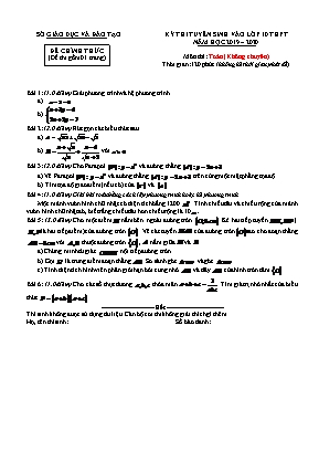 Đề thi tuyển sinh Lớp 10 THPT môn Toán (Không chuyên) - Năm học 2019-2020